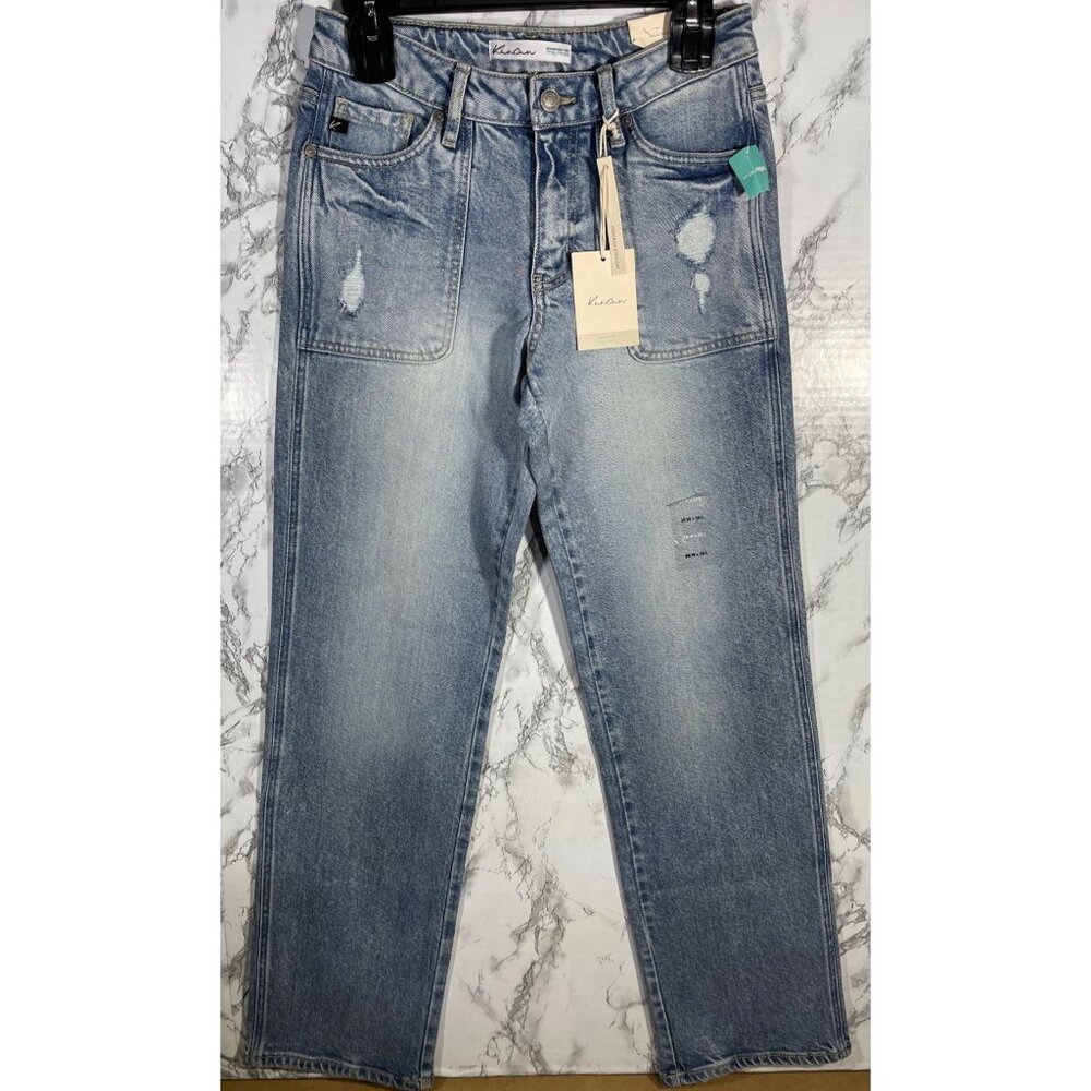 KanCan Womens High Rise Straight Jeans Size 26W x 30L Light Wash Style 213918